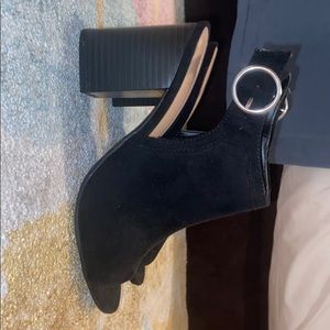 Black open heeled boots
